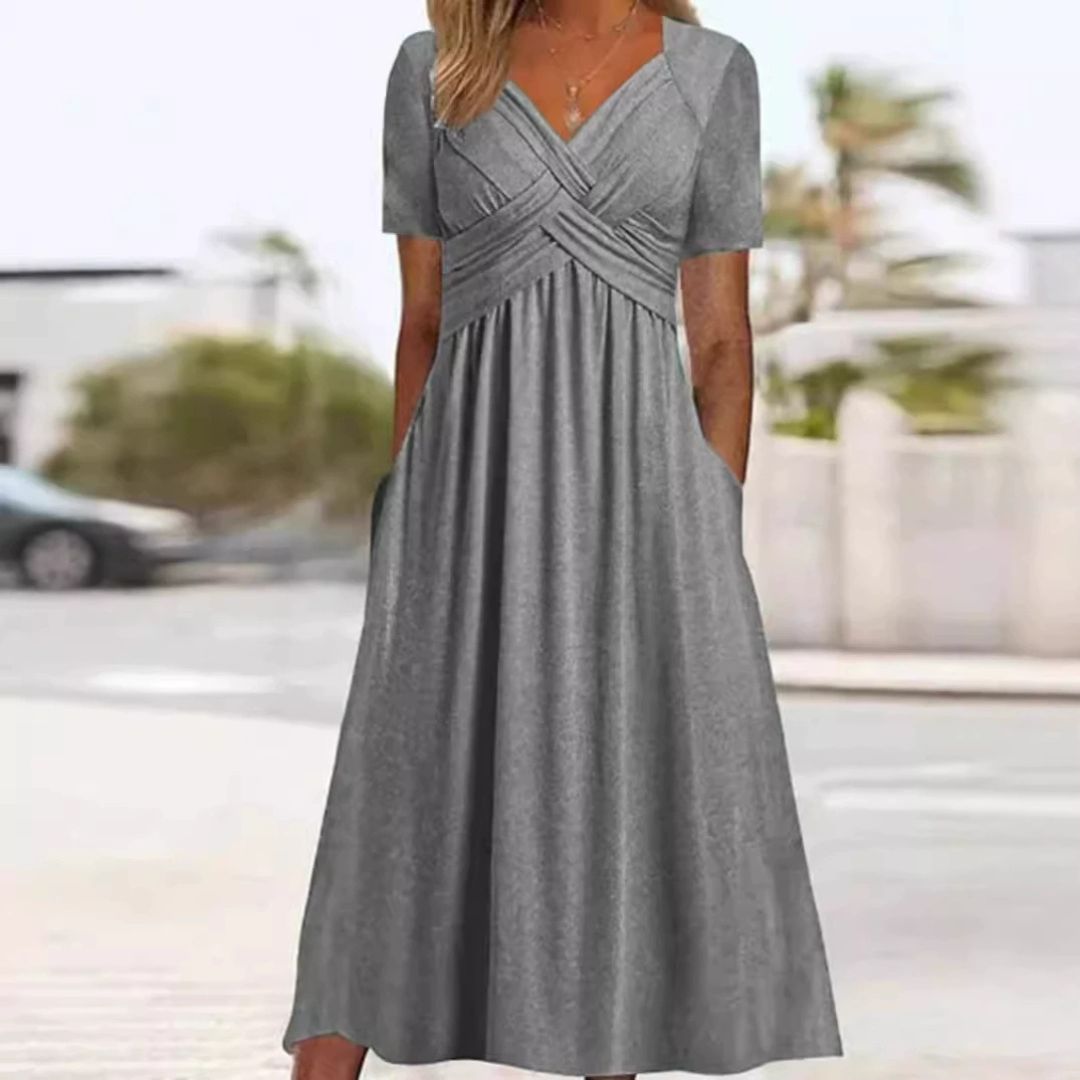 Φόρεμα V-Neck με κάλυψη της κοιλιάς