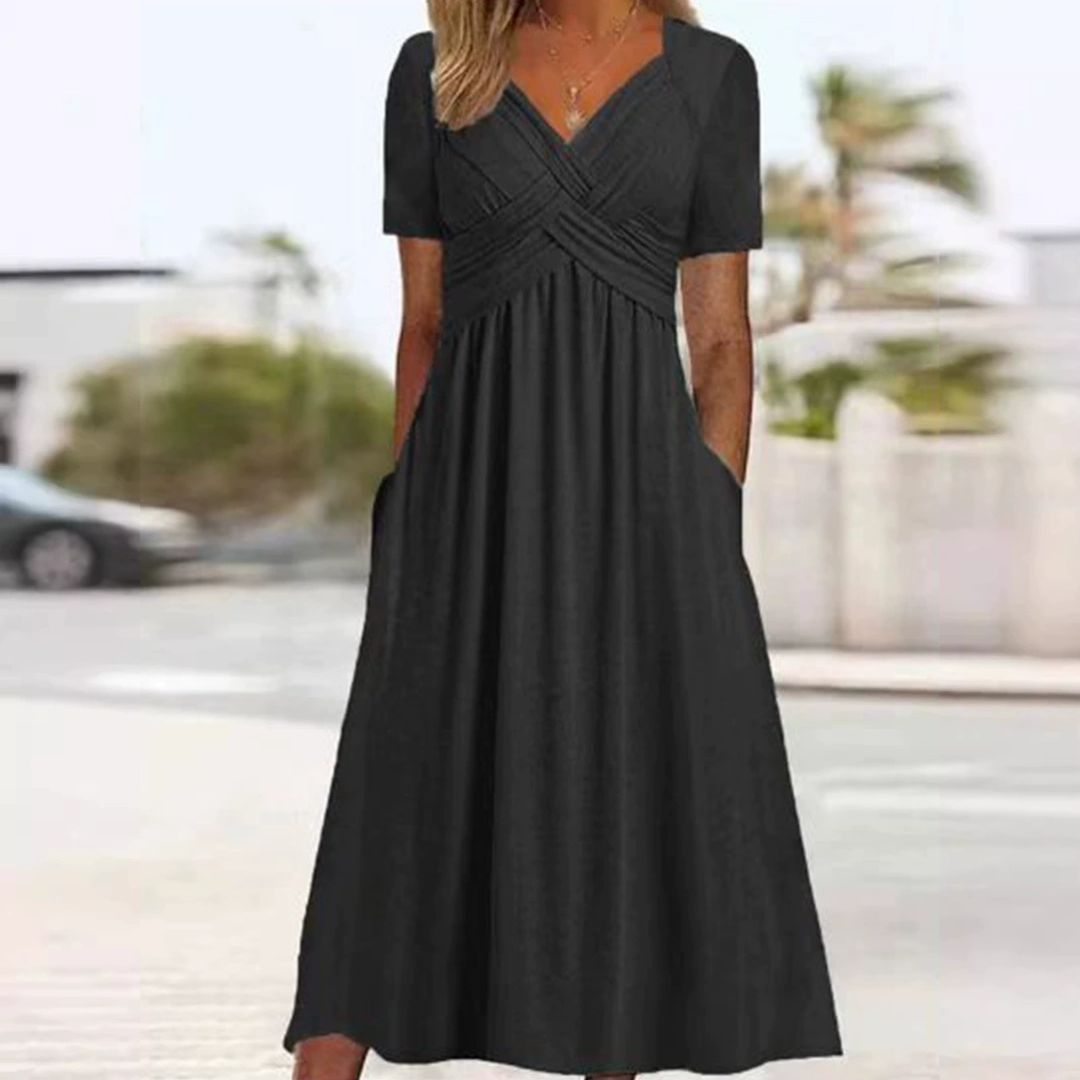 Φόρεμα V-Neck με κάλυψη της κοιλιάς