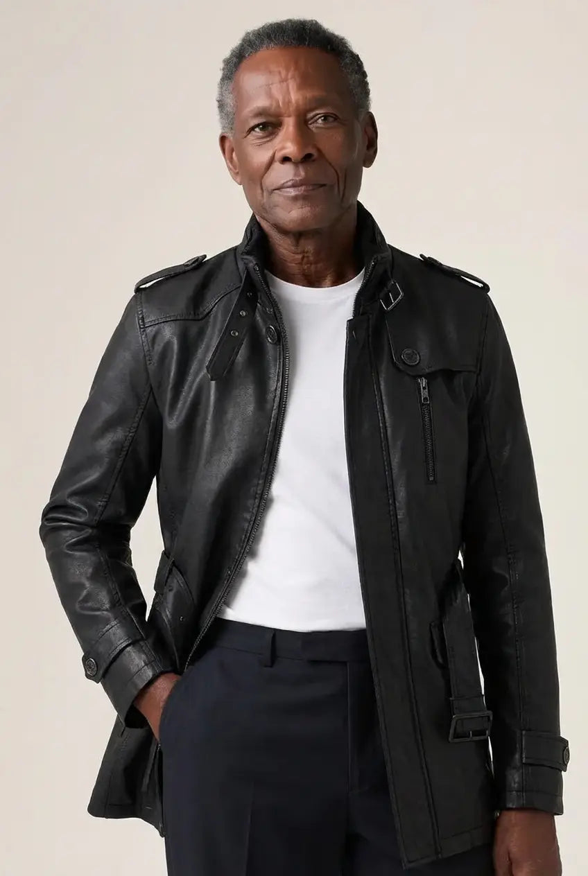 Givalli - Μακρύ δερμάτινο μπουφάν μηχανόβιου