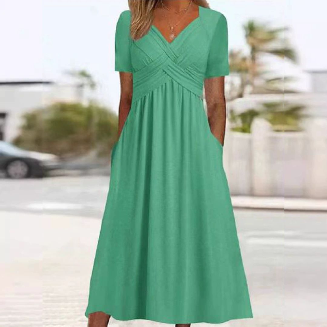 Φόρεμα V-Neck με κάλυψη της κοιλιάς