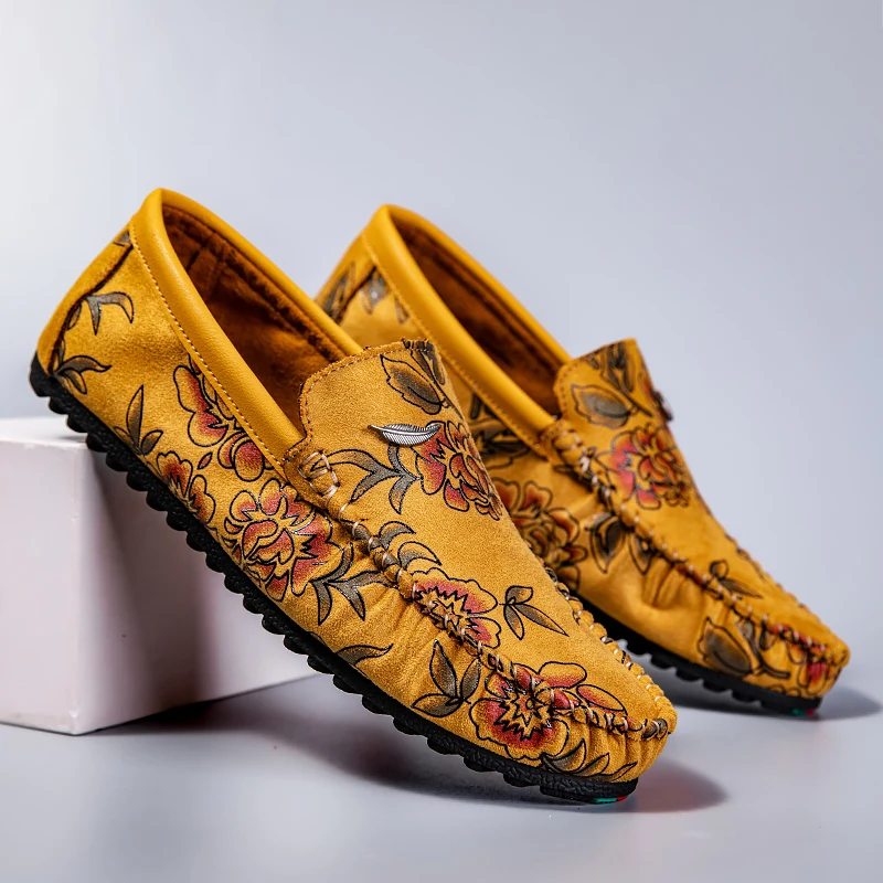 Floral δερμάτινα παπούτσια Loafers