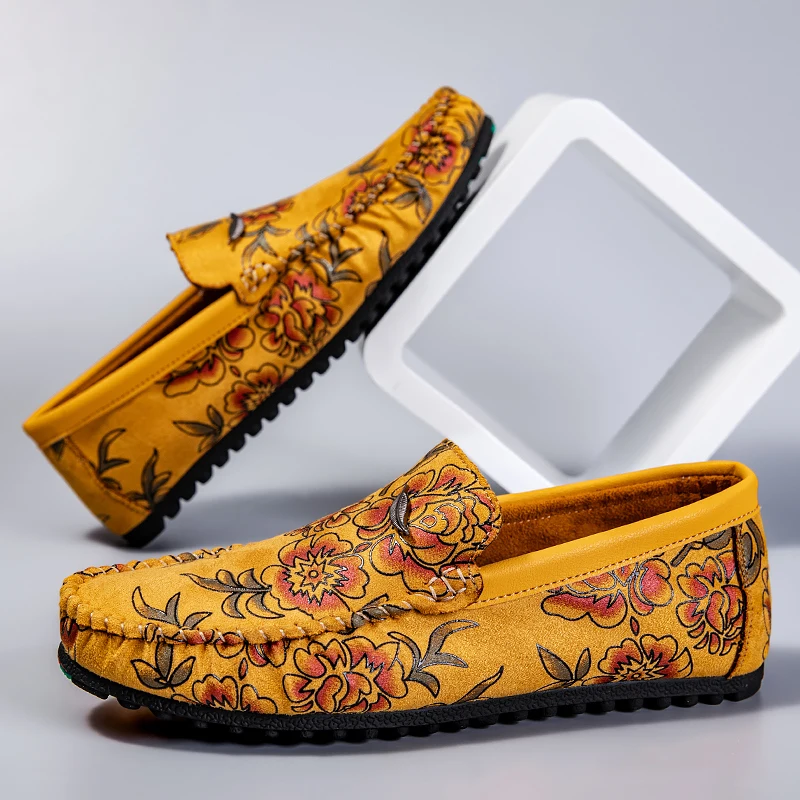 Floral δερμάτινα παπούτσια Loafers