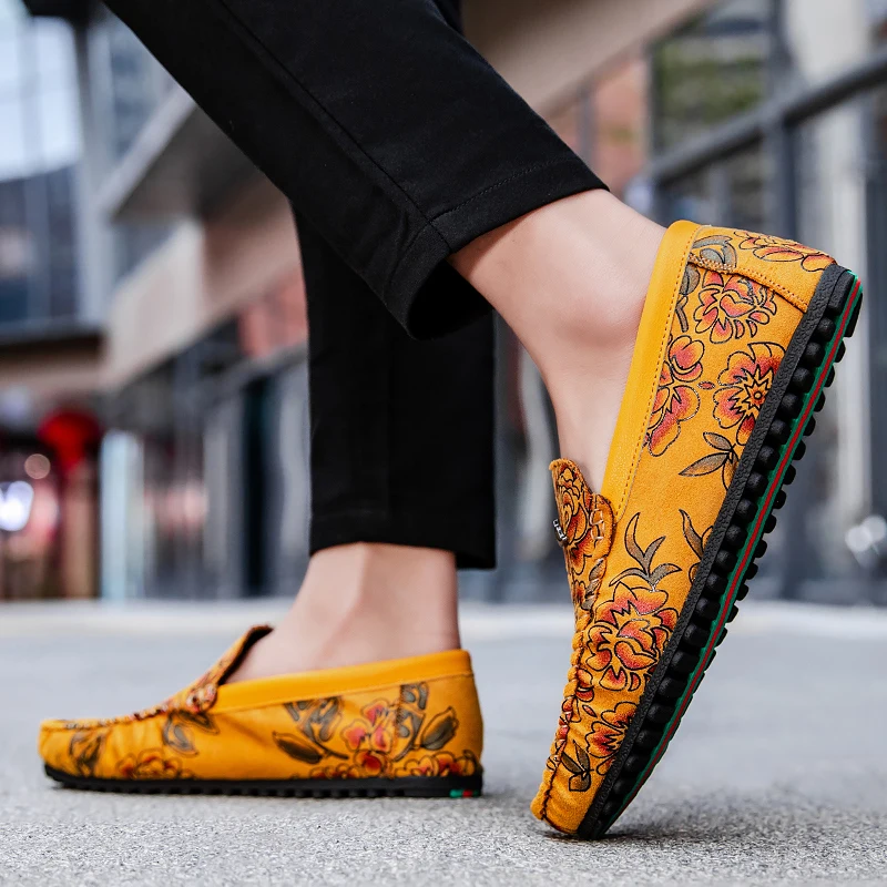 Floral δερμάτινα παπούτσια Loafers