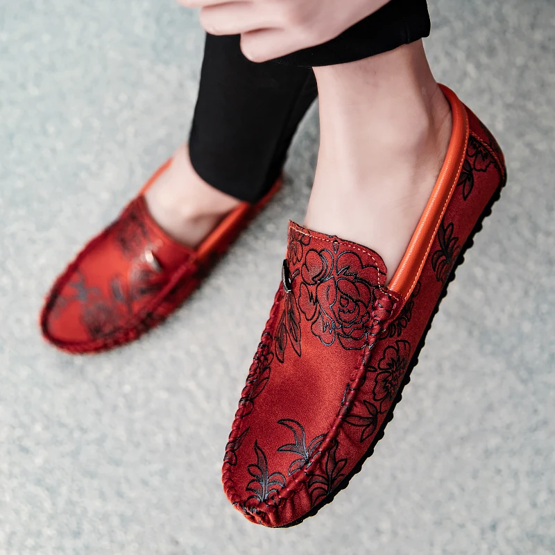 Floral δερμάτινα παπούτσια Loafers