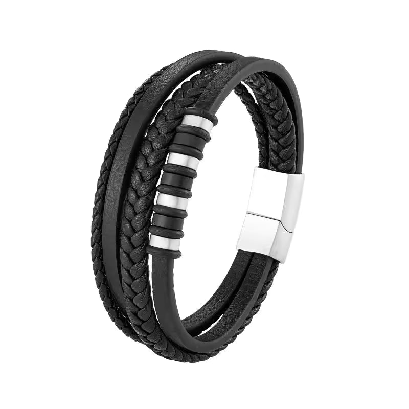 Κλασικό βραχιόλι από δέρμα πολλαπλών στρώσεων