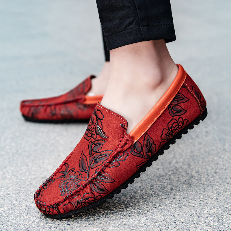 Floral δερμάτινα παπούτσια Loafers