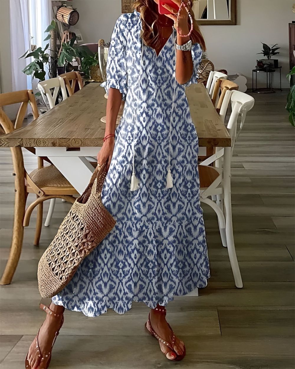 Κομψό μακρύ φόρεμα Boho