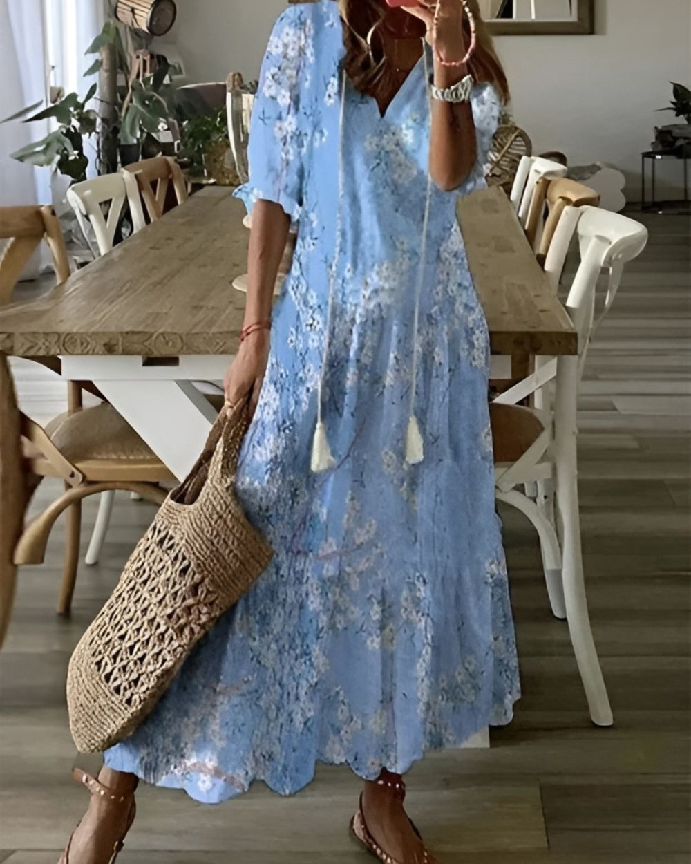 Κομψό μακρύ φόρεμα Boho
