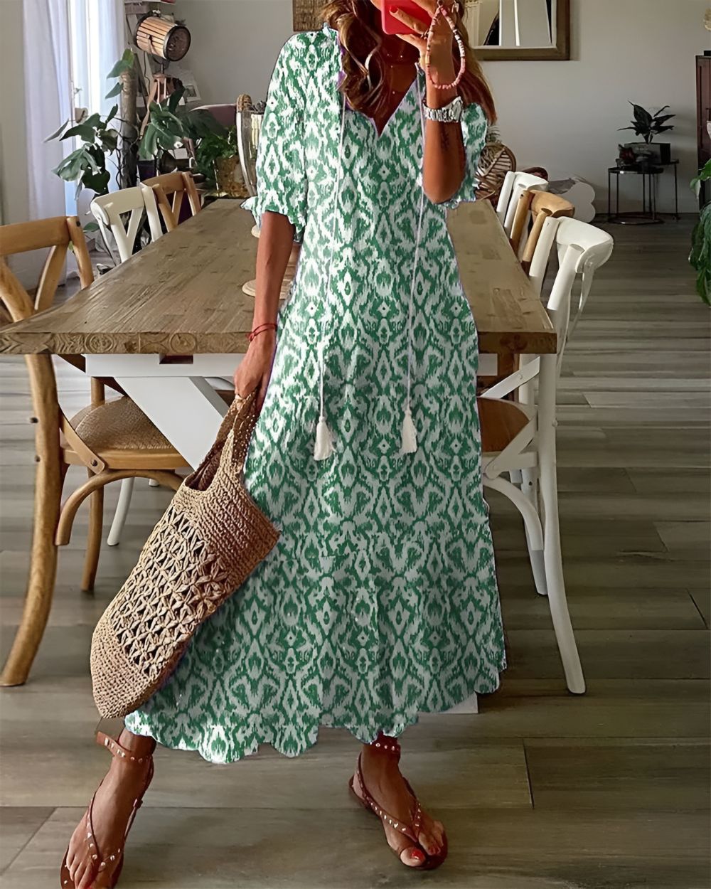 Κομψό μακρύ φόρεμα Boho