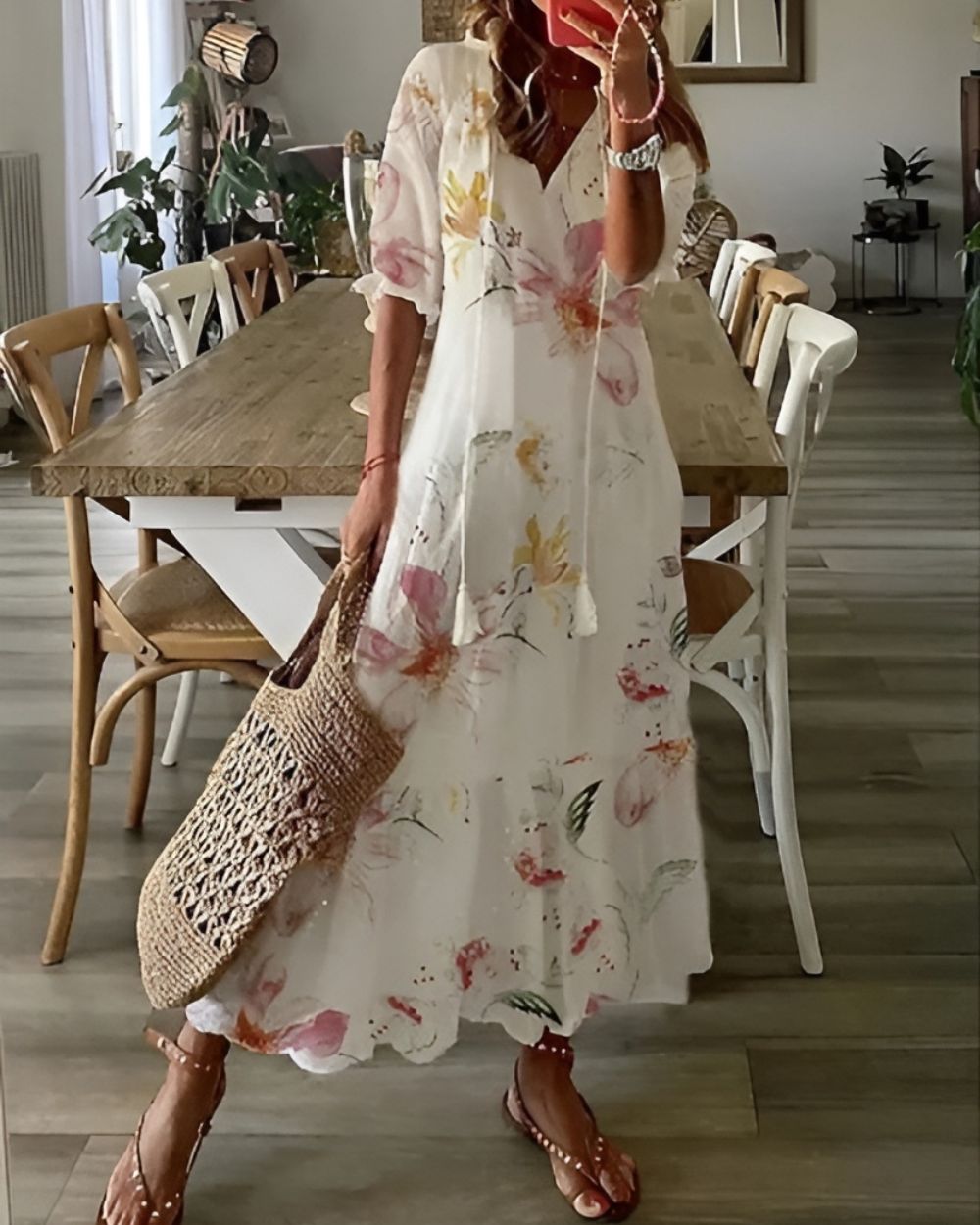 Κομψό μακρύ φόρεμα Boho