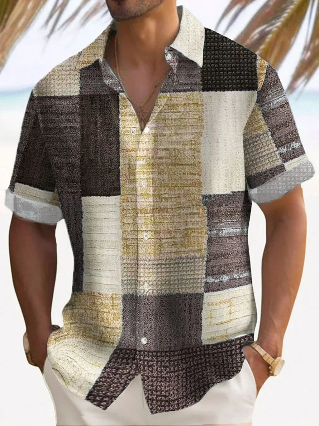 Κομψό πουκάμισο Patchwork