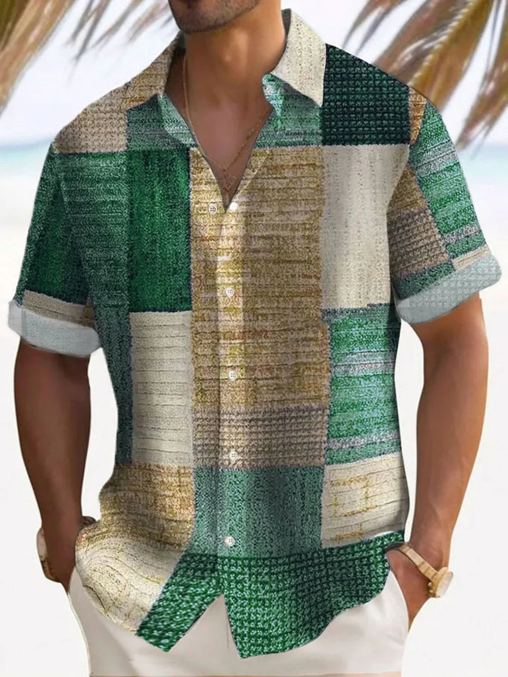 Κομψό πουκάμισο Patchwork