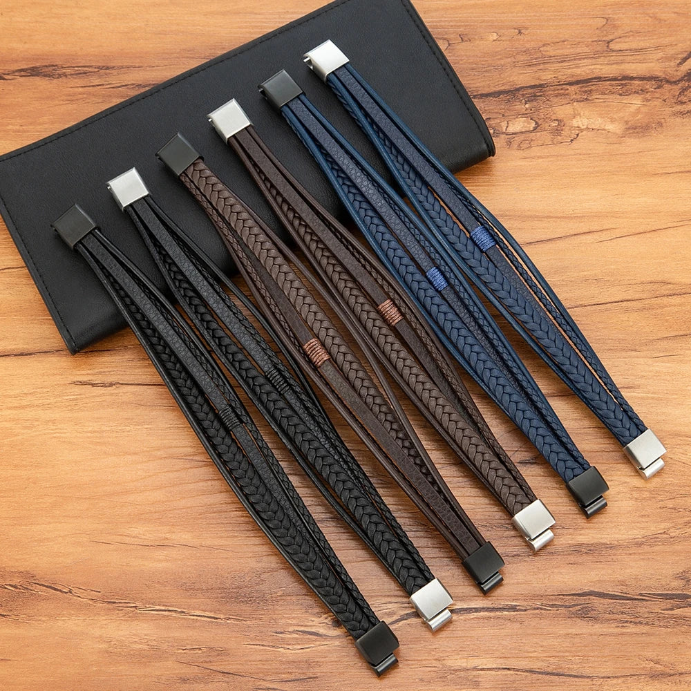 Ανδρικό βραχιόλι από υφαντό δέρμα