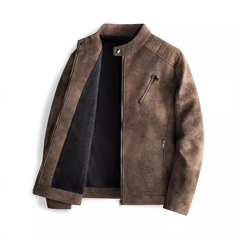 Κομψό δερμάτινο σακάκι με επένδυση fleece