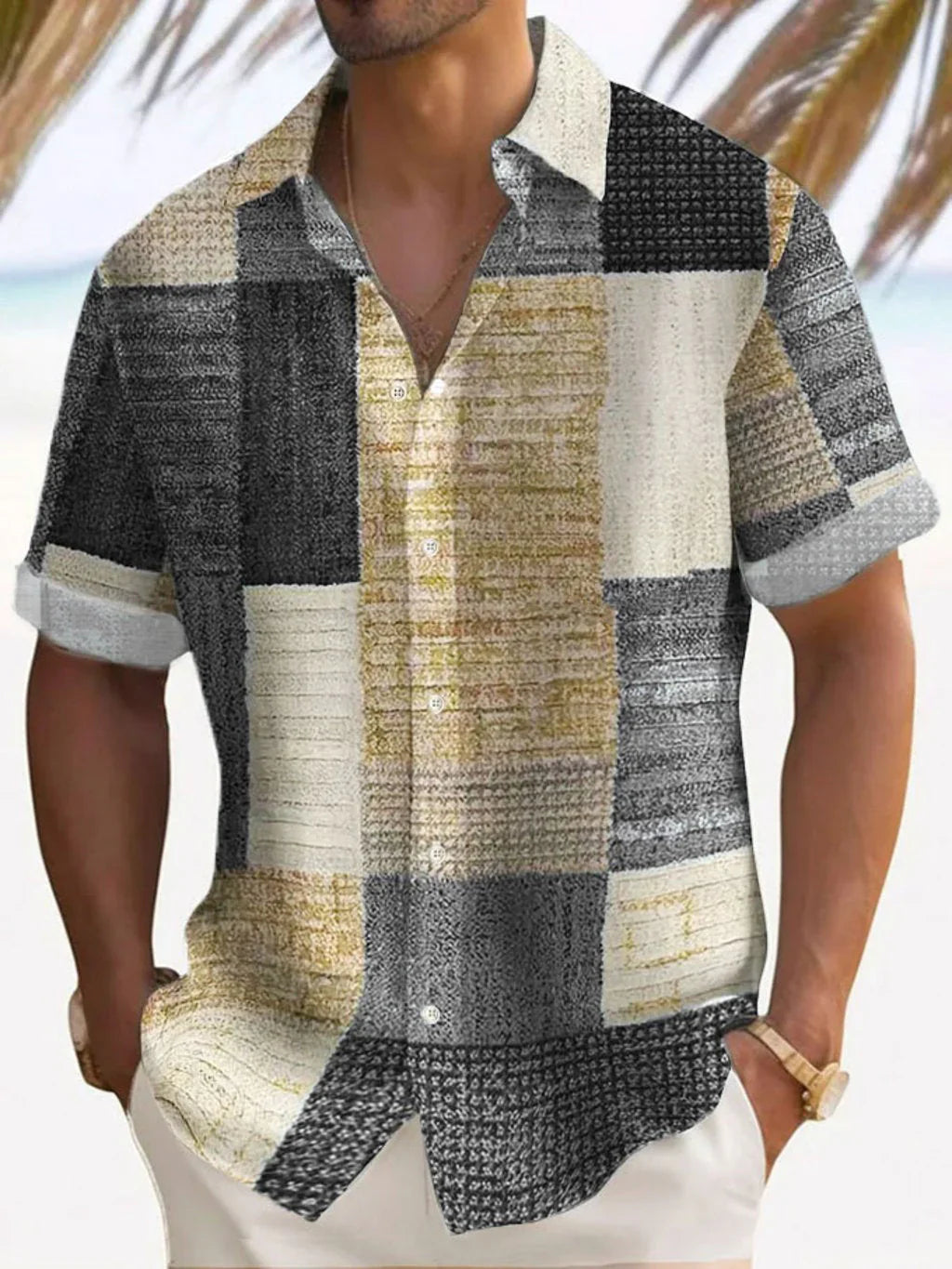 Κομψό πουκάμισο Patchwork