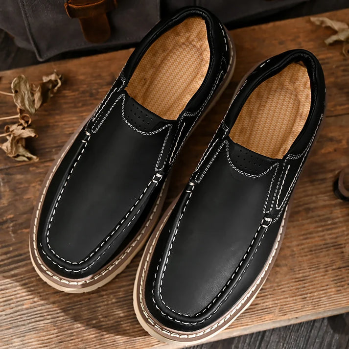 Κομψά δερμάτινα παπούτσια Slip-on