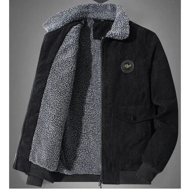 Κομψό μπουφάν κοτλέ με επένδυση fleece