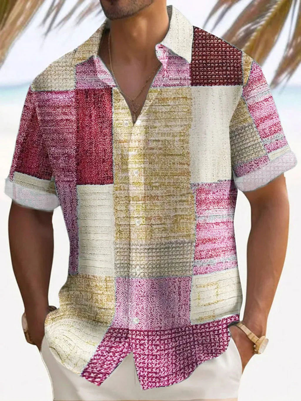 Κομψό πουκάμισο Patchwork