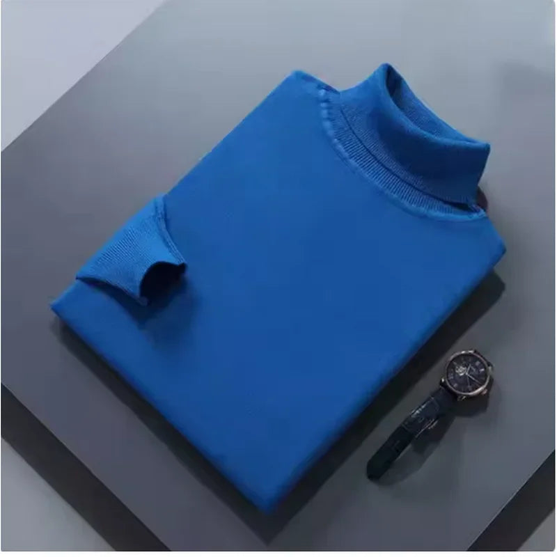 Κομψό μάλλινο πουλόβερ με παχύ γιακά