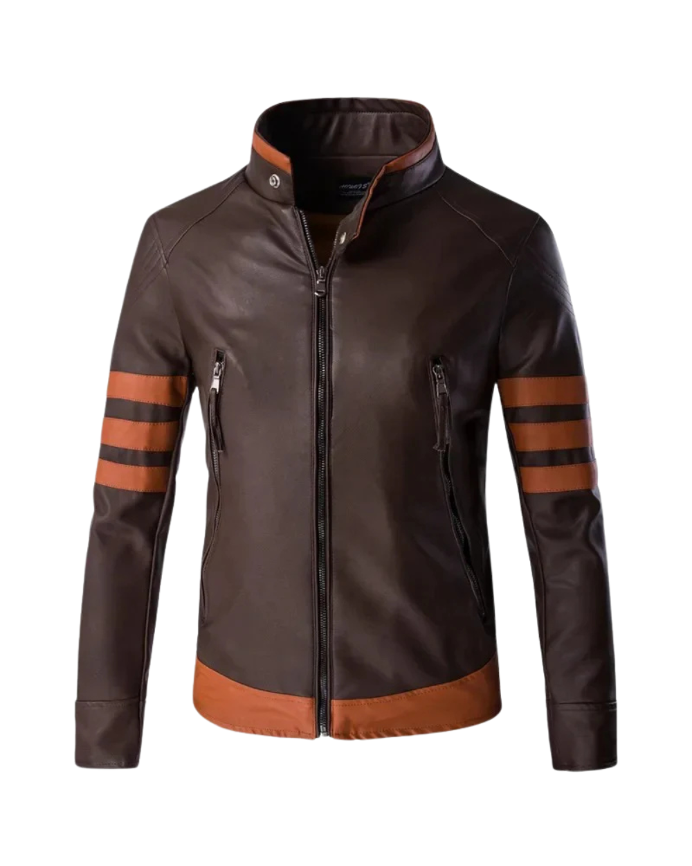 Κομψό δερμάτινο σακάκι με ρίγες