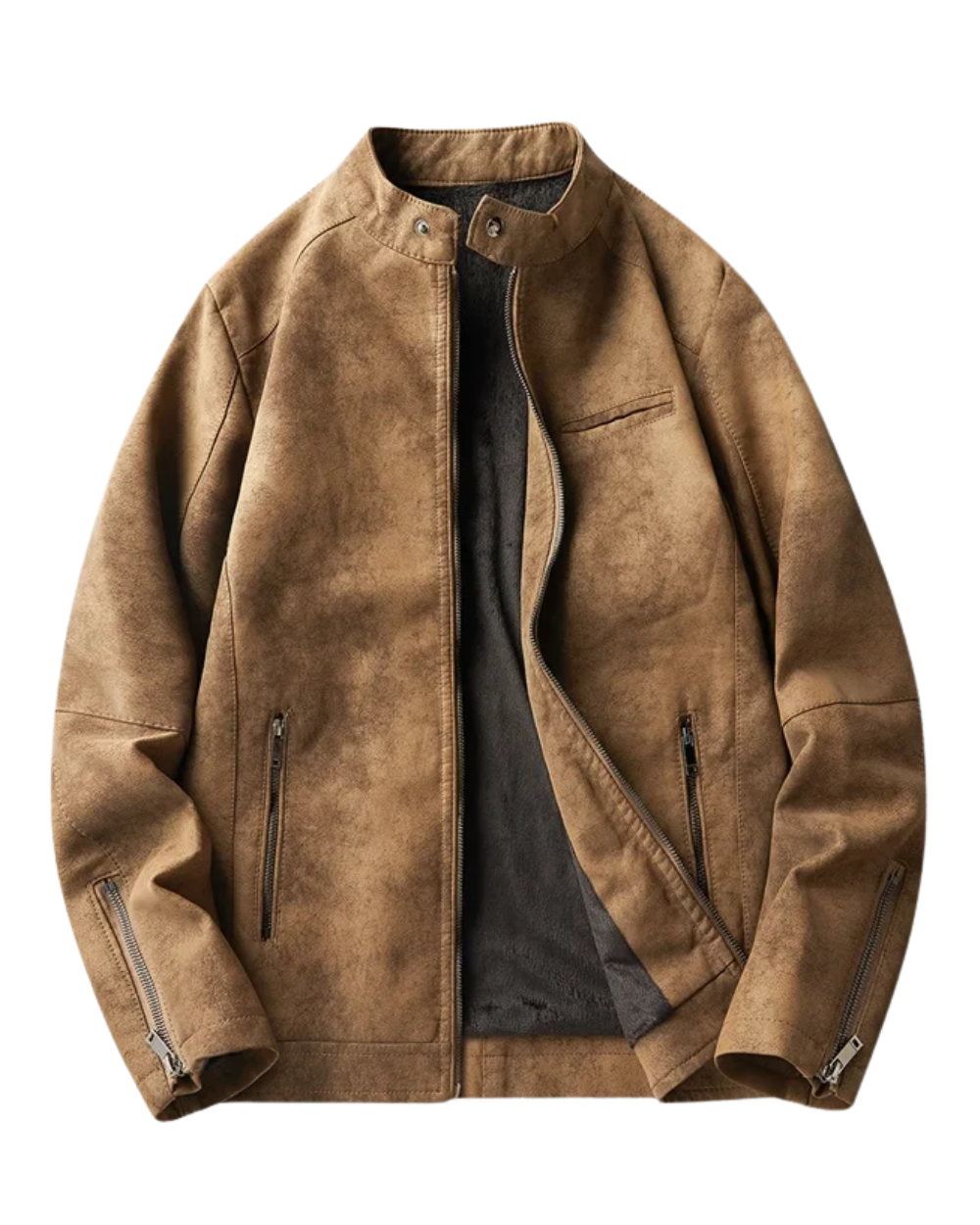 Κομψό δερμάτινο μπουφάν