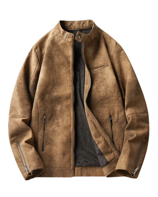 Κομψό δερμάτινο μπουφάν