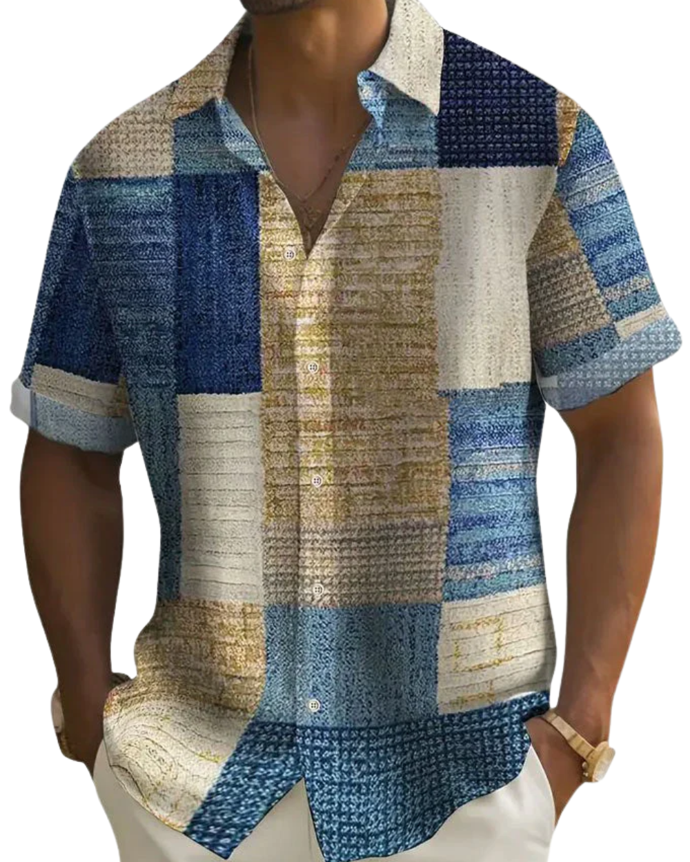 Κομψό πουκάμισο Patchwork