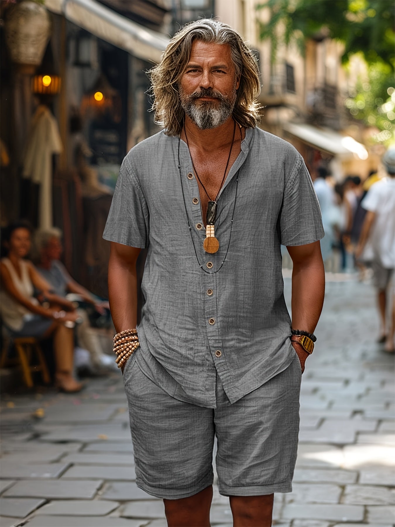 Κομψό σετ με κοντά μανίκια