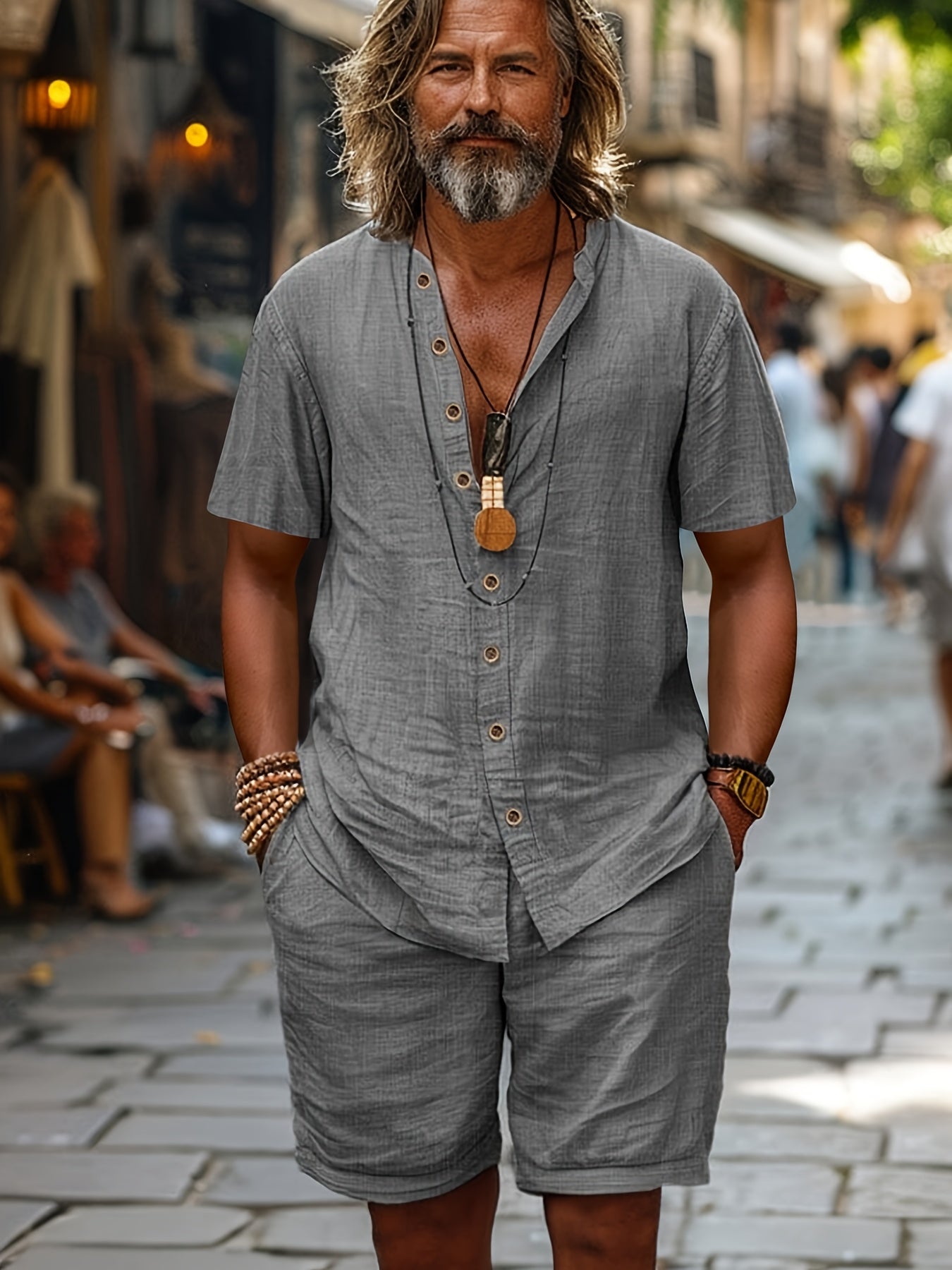 Κομψό σετ με κοντά μανίκια