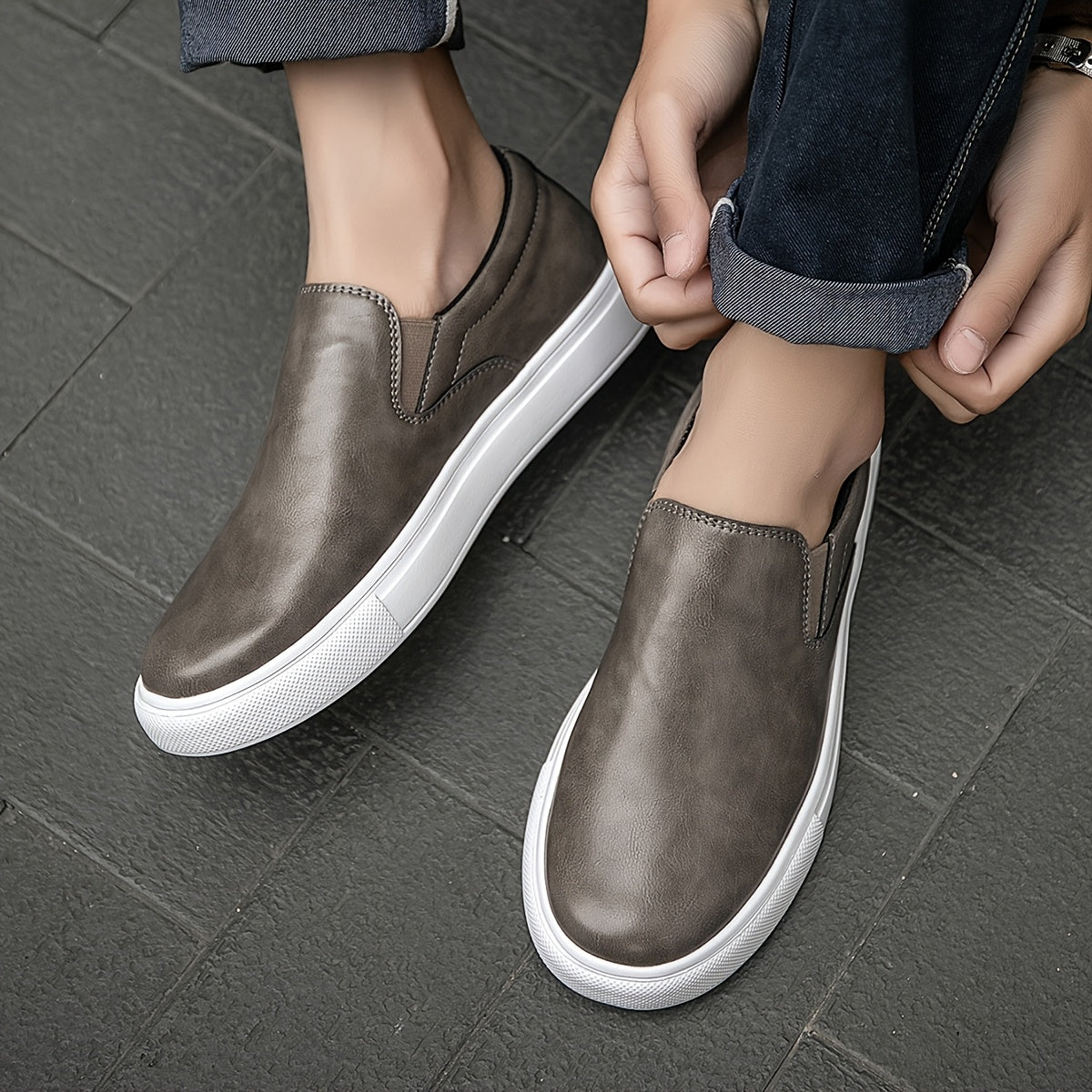 Casual δερμάτινα παπούτσια Slip-On
