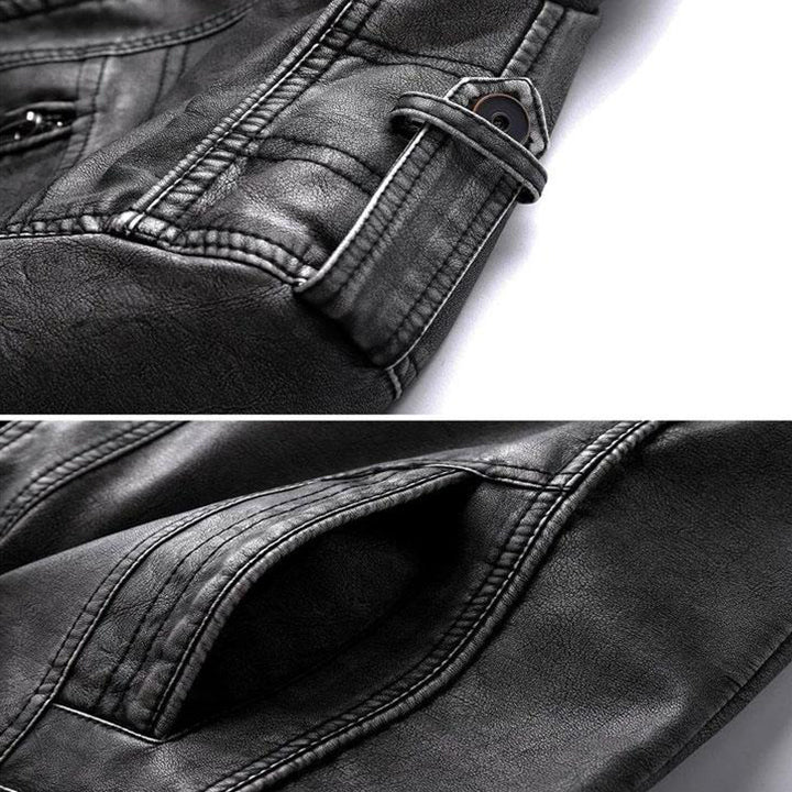 Κομψό δερμάτινο μπουφάν