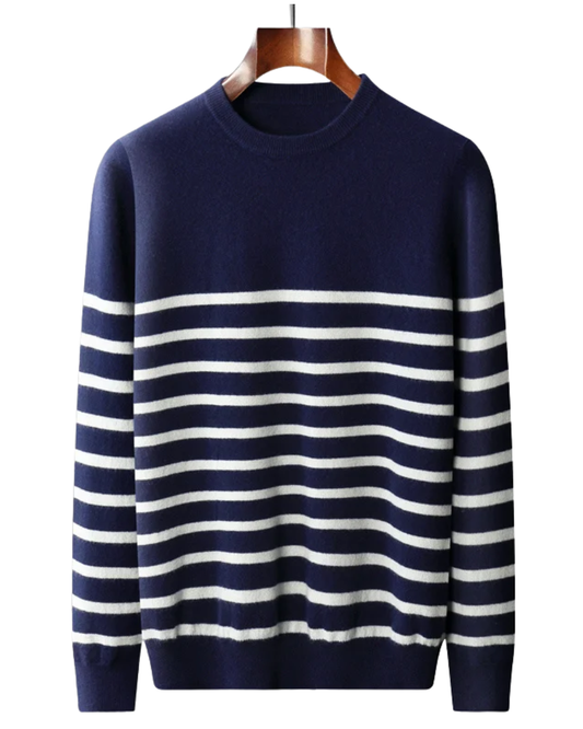 Κομψό ριγέ μάλλινο πουλόβερ