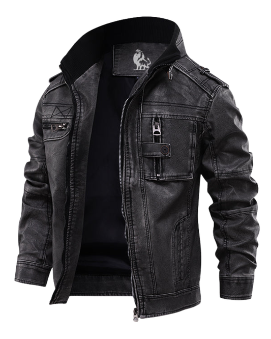 Κομψό δερμάτινο μπουφάν