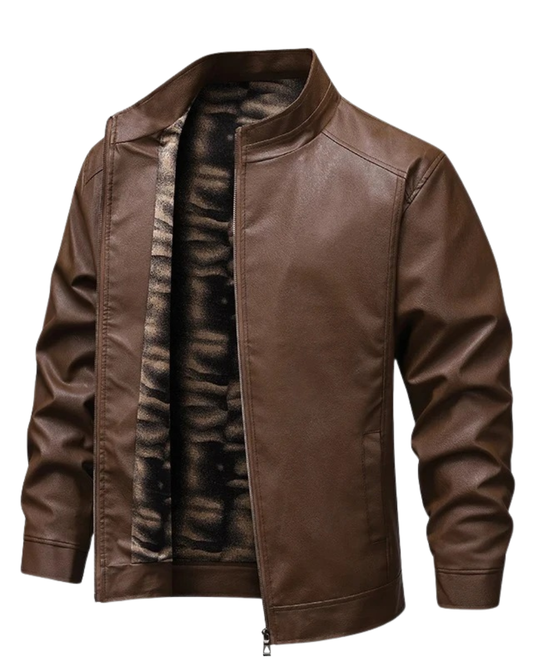 Vintage δερμάτινο μπουφάν με επένδυση fleece